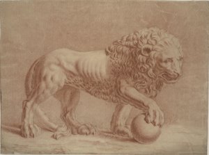Lion Turned to the Right with His Right Paw on a Globe by Isaac Taylor