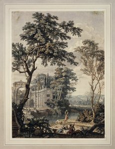 Arcadian Landscape with Palace Architecture by Isaac de Moucheron