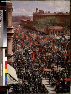 Parade on Nevsky Prospect in Leningrad (Saint Petersburg) by Isaak Israilevich Brodsky
