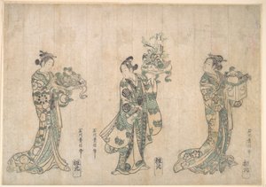 Three Actors by Ishikawa Toyonobu