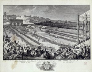 French Revolution: View of the Fete of the General Federation of French Departments at the Champs de Mars in Paris on 14/07/1791 by Isidore Stanislas Helman