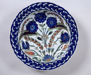 Dish with a floral decoration by Islamic School