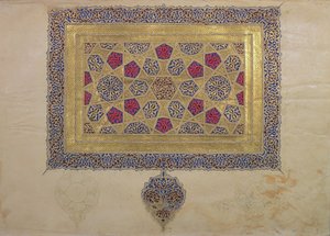 Page from a Koran manuscript, illuminated by Mohammad ebn Aibak, Il-Khanid Period, early 14th century by Islamic School