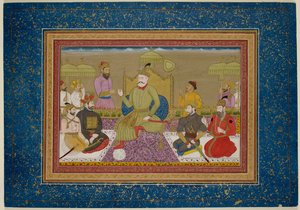 Yusuf Adil Shah enthroned with the next four monarchs of Bijapur, c.1750 (vellum)