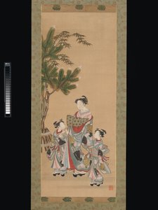 Courtesan and Two Attendants on New Year