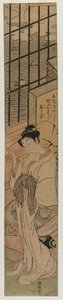 Courtesan in a Room Overlooking Edo Bay by Isoda Koryusai