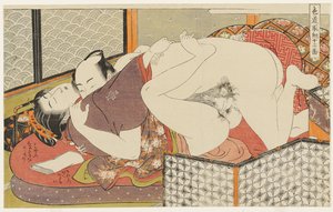 In the Pleasure Quarters, No. 3 from Twelve Bouts in the Way of Love (Shikidō torikumi jūniban) by Isoda Koryusai