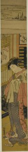 The Courtesan Kaoru of Chojiya Looking Down at a Love Letter on the Floor by Isoda Koryusai