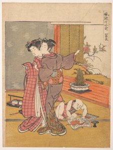 Washing the Book by Isoda Koryusai