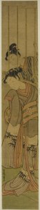 Young Man Admiring a Girl through a Barred Window by Isoda Koryusai
