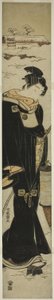 Young Man with a Lantern Walking in Snow by Isoda Koryusai
