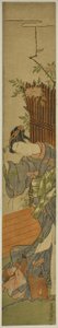 Young Woman with Pet Monkey by Isoda Koryusai