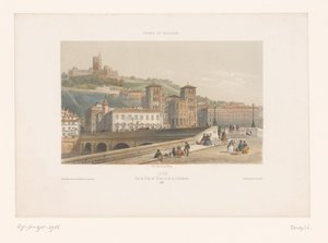 View of the Pont Tilsitt and the Saint-Jean Cathedral in Lyon (Lyon. Vue du Pont de Tilsitt et de la Cathédrale) by Isodore Laurent Deroy