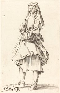 Peasant Woman with Basket, Facing Left by Israel Henriet after Jacques Callot