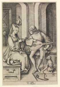 The Lute Player and the Singer (2nd State) by Israhel van Meckenem