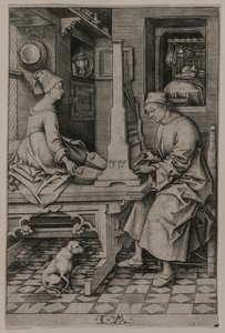 The Organ Player and His Wife (1495-1503) by Israhel van Meckenem