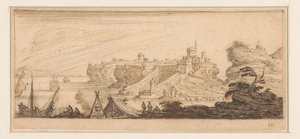 Coastal View with an Open Tent and Fishermen by Israël Silvestre