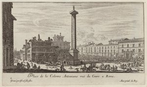 Place de la Colonne Antoniane, Rue du Cours in Rome by Israël Silvestre