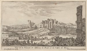 View of the Navicule St. Stephen the Round and the Colosseum of Rome by Israël Silvestre