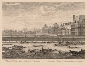 View of the Palace and Gardens of the Tuileries, from the Side of the Quay by Israël Silvestre