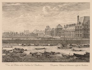 View of the Palace and Gardens of the Tuileries from the Quay by Israël Silvestre