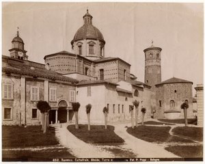 Cathedral of Resurrection of Our Lord Jesus Christ, with Baptistery on Right, Ravenna, Emilia-Romagna, Italy, Photograph by Pietro Poppi, Bologna, ca 1900 by Italian Photographer