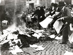 Fascist Team Burning Socialist Newspapers 