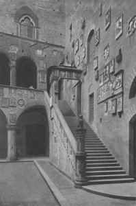Florence, Courtyard and Staircase of the Palazzo del Podesta by Italian Photographer