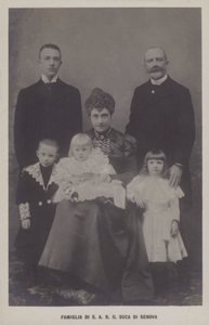 Prince Thomas, Duke of Genoa and His Wife, Princess Isabella of Bavaria, with Their Children by Italian Photographer