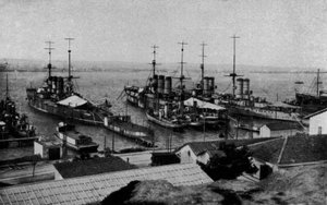 Taranto, Royal Ships Roma, Napoli, San Giorgio Anchored in the Small Sea