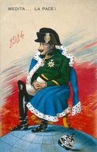 1914, Meditate... Peace! Caricature of Non-interventionism by Italian School