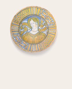 A Deruta Gold-Lustre Bella Donna Charger