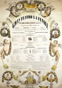 Poster of the Theatre of La Fenice in Venice for the season 1843 - 1844