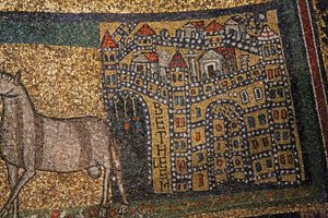Apse detail, Bethlehem and sheep (detail) by Italian School