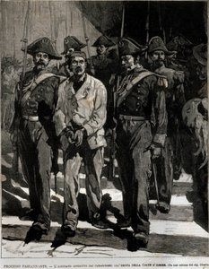 Arrest of Giovanni Passannante who carried out the attack on King Umberto I in Naples in 1878