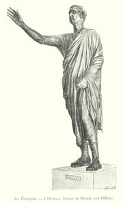 Etruscan Art, The Orator, Bronze Statue at the Uffizi (engraving) by Italian School