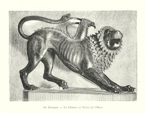 Etruscan Art, The Chimera of the Uffizi Museum (engraving) by Italian School