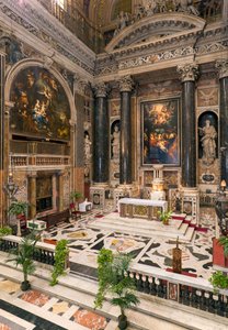 Baroque Art: Interior view of the Jesuit Church of the Holy Name of Jesus in Rome by Italian School