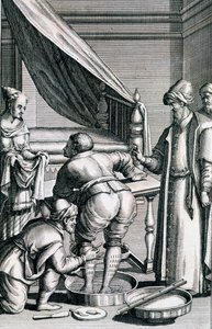 Bloodletting in the legs, from Medicina Aegyptiorum by Prospero Alpini by Italian School