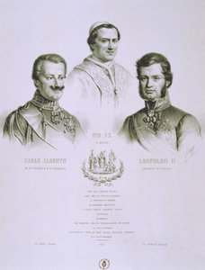 Charles Albert, Pius IX and Leopold II, 1848 by Italian School