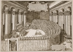 Council of Trent, 1563, from an etching published in Venice in 1565, illustration from The Church of England: A History for the People by H.D.M. Spence-Jones by Italian School
