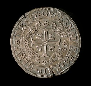 Currency of the Republic of Genes: ECU wide in silver. Diam. 61 mm. 1693. front. Genes Musei di Strada Nuova by Italian School