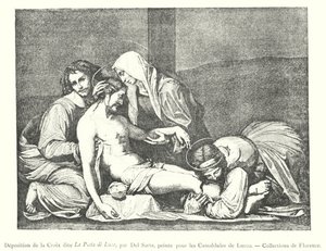 Deposition from the Cross known as The Pieta of Luco, by Del Sarto, painted for the Camaldolese of Lucco, Collections of Florence (engraving) by Italian School