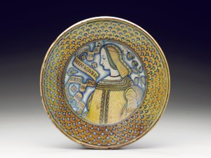 Deruta maiolica lustred "Bella Donna" charger