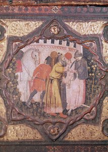 Detail of a cassone showing the story of Saladin and Torello of Istria, by Giovanni Boccaccio by Italian School