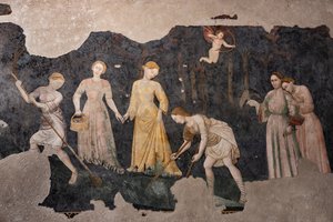 Detail of the frescoes, Camera Pinta (Painted Room) by Italian School