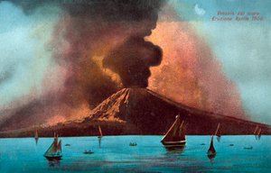 Eruption of Vesuvius, April 1906 by Italian School