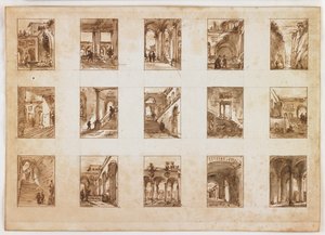 Fifteen Miniature Architectural and Italian Views by Italian School