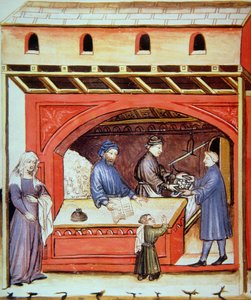 Selling Salt, illustration from Tacuinum Sanitatis Codex Vindobonensis