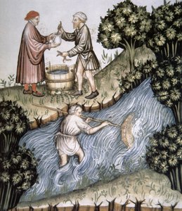 Fishing (illustration from Tacuinum Sanitatis Codex Vindobonensis)